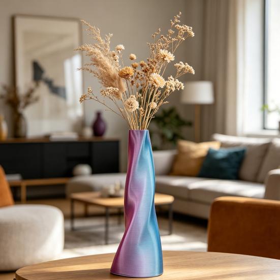 Modern 3D Printed Vase, Decorative Spiral Vase, Irregular Shape Flower Vase for Living Room, Shelf, Wedding & Dining Table Centerpiece