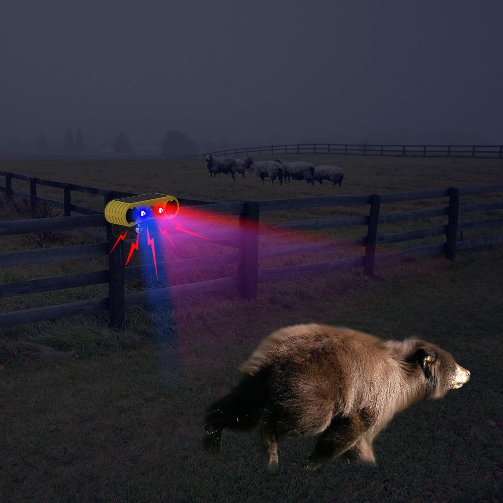 Répulsif ultrasonique à alarme à énergie solaire pour animaux sauvages