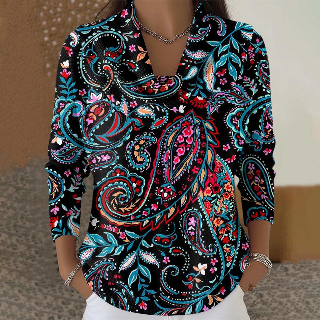 Dam Casual Och Moderiktig Rundhals Långärmad Tryckt Topp Tröja