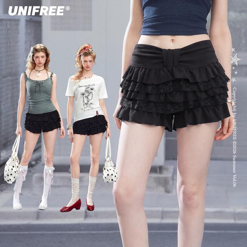 UNIFREE Ruffle Cake Puff Casual Shorts M