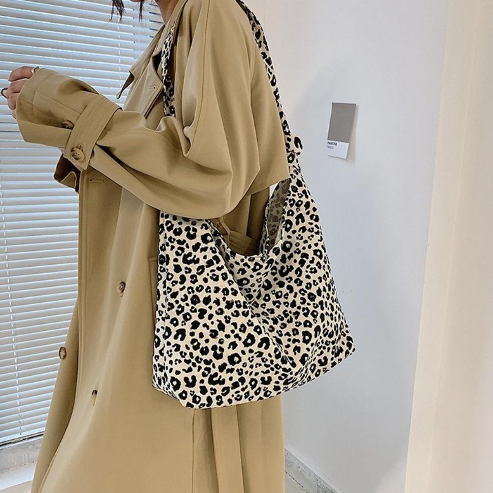 Koreanischer Stil Leopardendruck Umhängetasche Messenger Bag Damen Handtasche Süße Canvas Tasche Damen