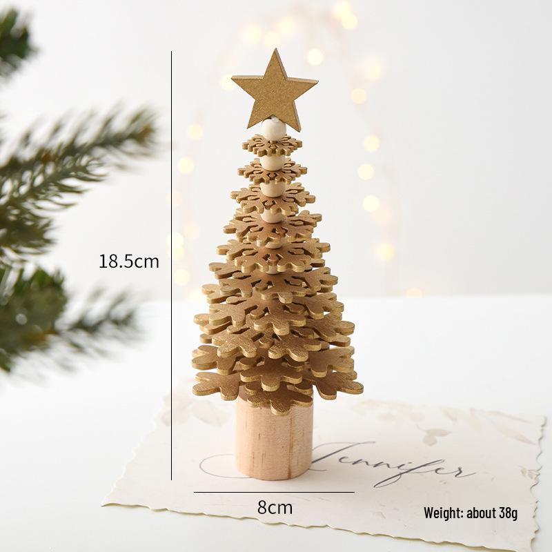 NUCHI Mini Wooden Christmas Tree Desktop Ornament Scene Decor