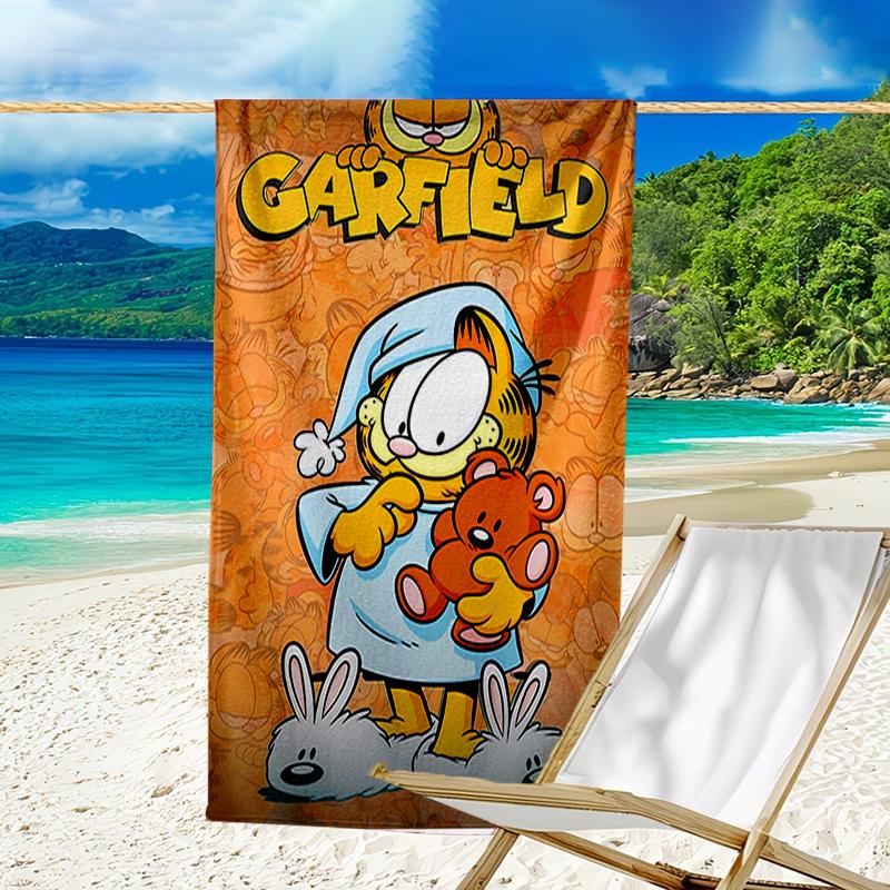 proof beach towel with a Cute Garfield pattern - soft,absorbent,quick-drying,machine washable - perfect for swimming,camping,bathing