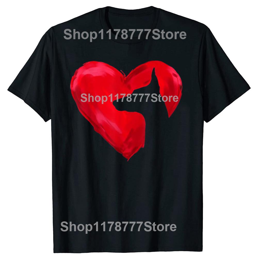 Funny Doberman Heart Valentines Day Dog T Shirts Cotton Streetwear Gifts Mens Clothing Fashion Casual Loose Oversized T Shirt