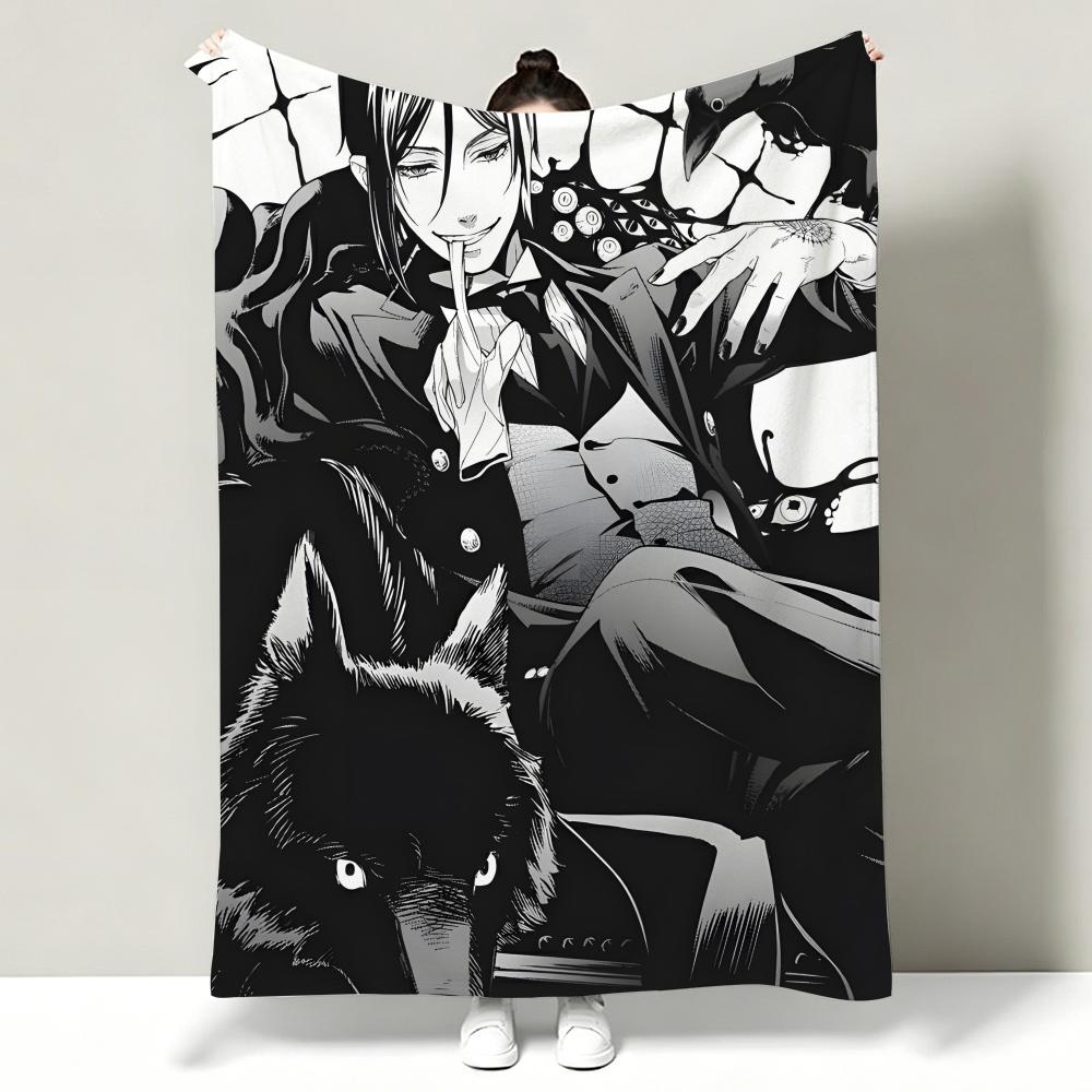 Coperta Plaid Morbida Calda in Flanella Anime B-Black B-Butler S-Square E-Enix, Multiuso per Divano Letto Ufficio Riposo