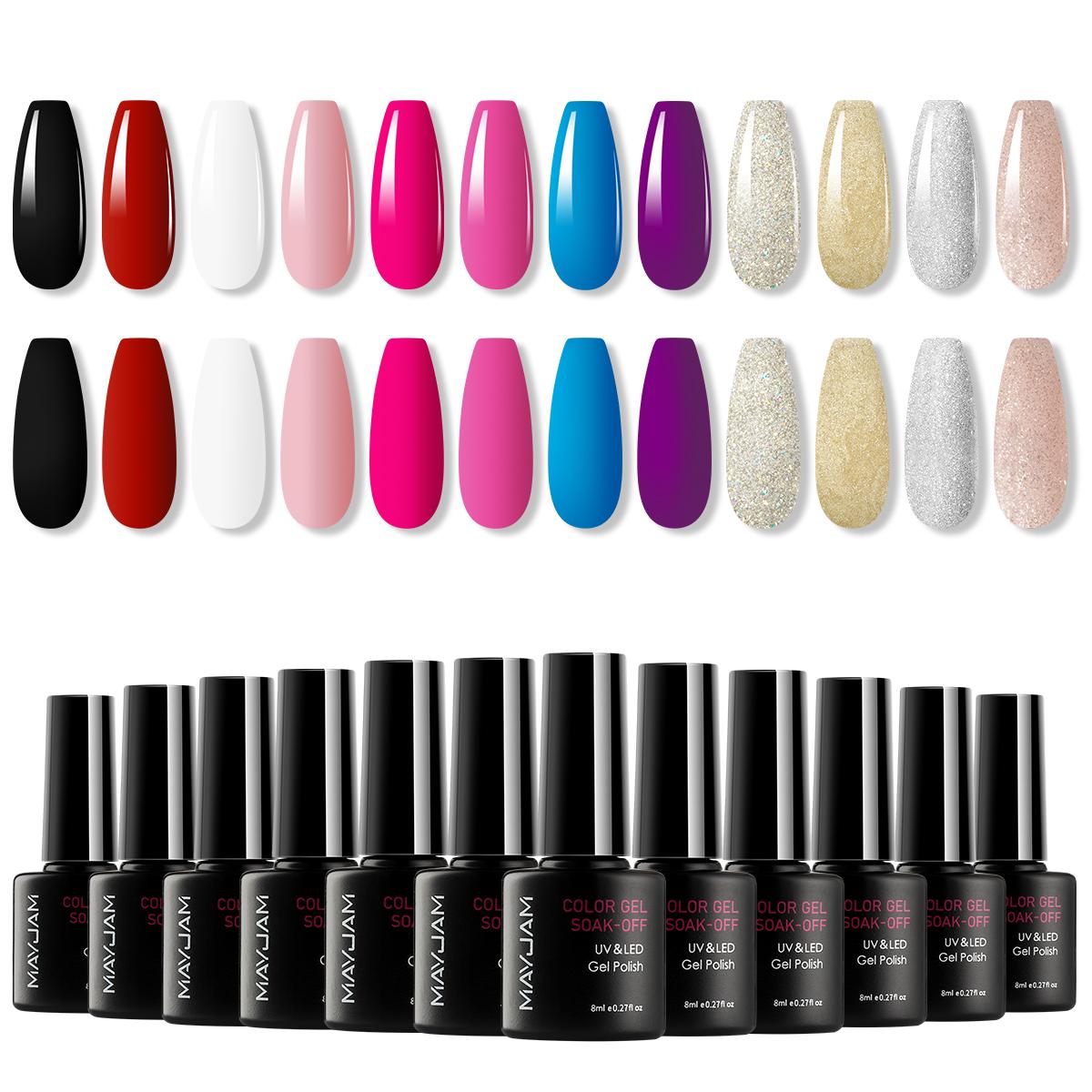 

MAYJAM, 12 шт., набор гель-лаков для ногтей, 8 мл, зеленый, розовый, желтый, неоновый, оранжевый, красный, гель-лак для дизайна ногтей, маникюрный набор для салона красоты, подарки на день Святого Валентина C-Dream Paradise