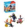 PLAYMOBIL 71826 Pompier pompe à eau &amp; réservoir enflammé