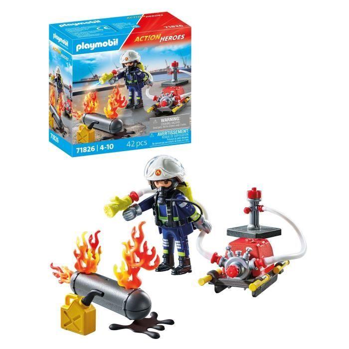 PLAYMOBIL 71826 Pompier pompe à eau & réservoir enflammé