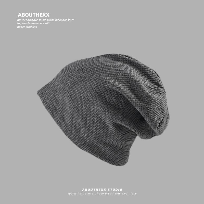 Baotou Hat Men's All Match Woolen Hat Drawstring Design Pile Hat Large Head Circumference Warm Knitted Hat Trendy
