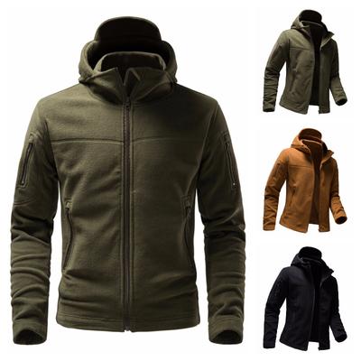 Spring and Autumn European and American Men's Outdoor Leisure Training Multi-Pocket Polar Fleece Warm Jackets S-XXL