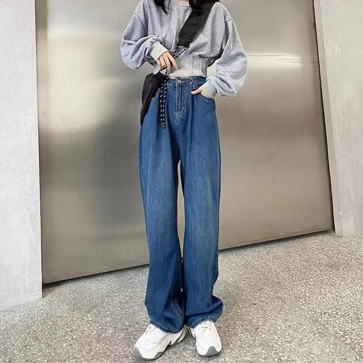 Vintage džíny s vysokým pasem, letní volné tenké, velké rovné široké kalhoty dámské džíny