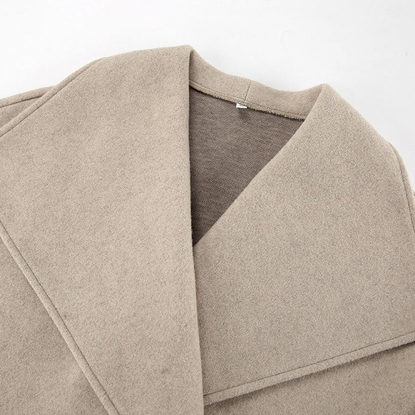 Women's Oversized Wool Coat Elegant Short Jacket Double Breasted Winter Casual Outerwear