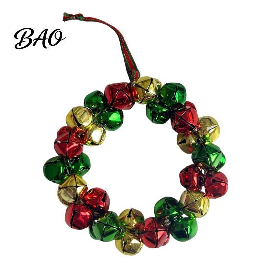 Holiday Decorative Accessories Christmas Tree Bell Pendant with Lanyard, Ring Hanging Decoration for Ornament Home Decor, Metal Multicolored