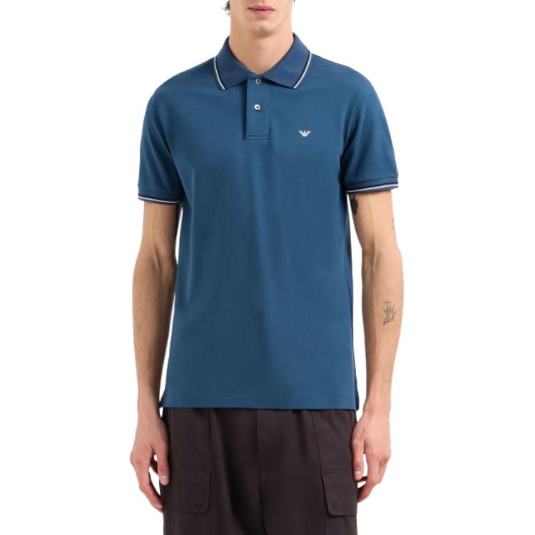 Emporio Armani Logo Slim Fit Polo Shirt Men tops Blue 8N1FB41JPTZSB150