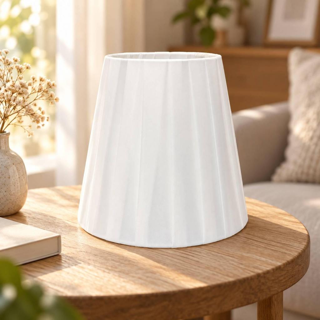 Lampshade with Clip-on Bulb Opening Cozy Pleated Material Modern