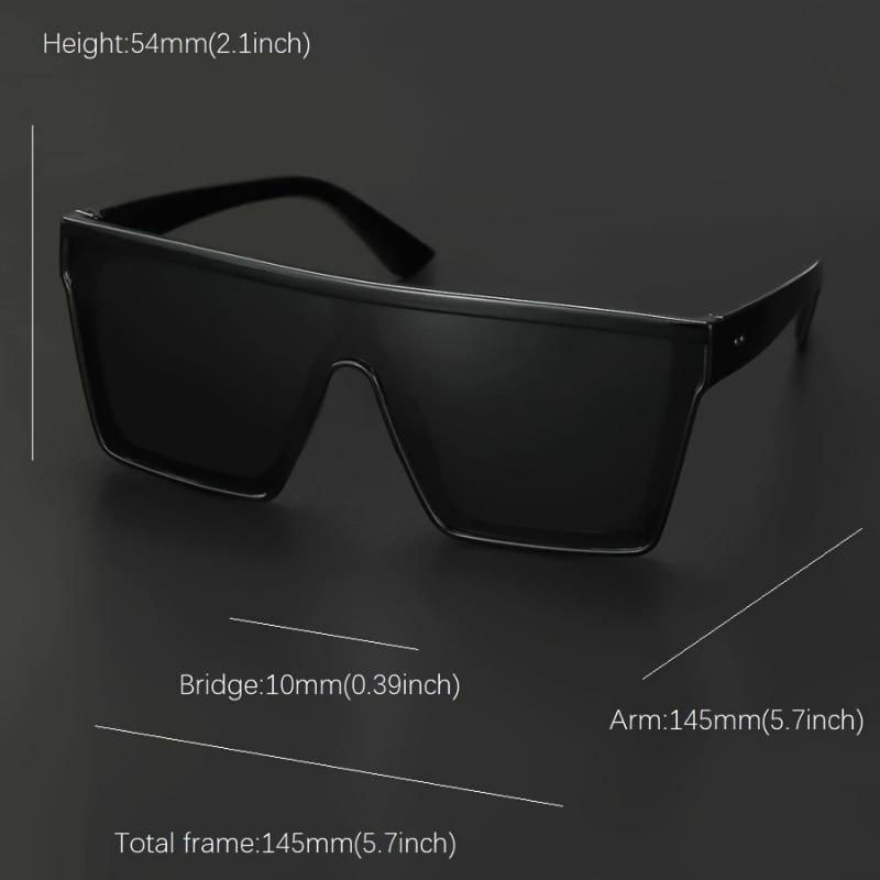 Men Retro Flat Top Fashion Square Sunglasses - Fashion One-piece Eyewear Perfect for Beach, Travel & Outdoor Adventures | Durable PC Frame & Lens