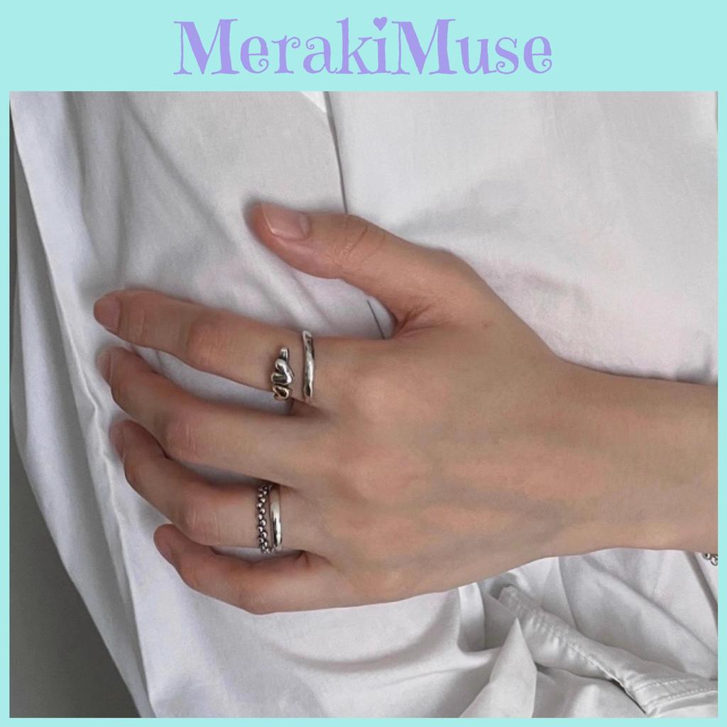 Unique Retro Korean Designer Two Heart Open Adjustable Ring For Elegant Women