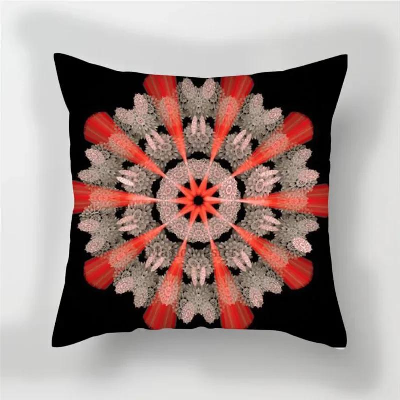 Home Decoration Pillow Case Contrast Flower Print Cushion Cover Car Office Gradient