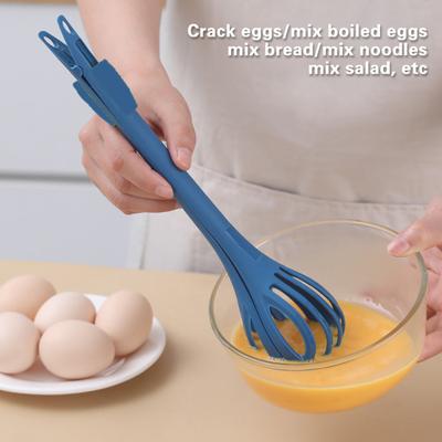 Batteur à œufs multifonctionnel 3 en 1, outil de serrage des aliments, poignée confortable, antidérapant pour la cuisson des œufs en remuant