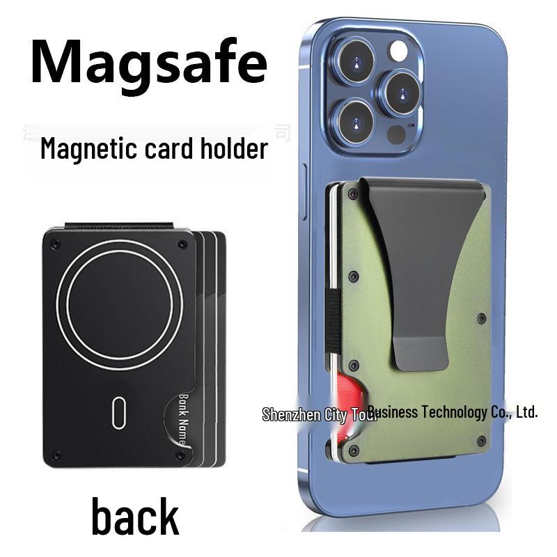 Apple MagSafe Compatible RFID Anti-Theft Metal Wallet with Strong Magnetic Card Holder