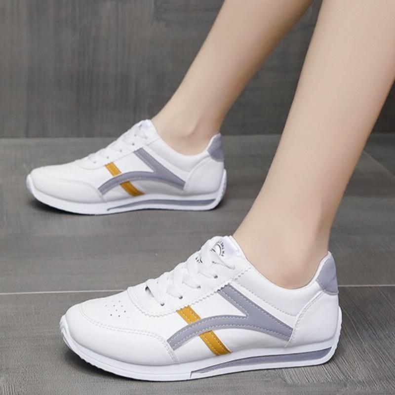 Pantofi sport de primăvară și vară pentru femei, din piele, albi, pantofi de alergare Forrest Gump