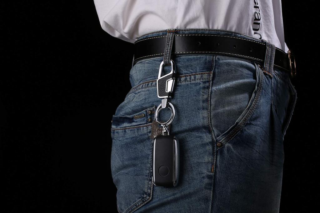 Zinc Alloy and Black Leather Keychain Set with Two Keychains Box [AIXUAN] (Gift Included) (Type 1)