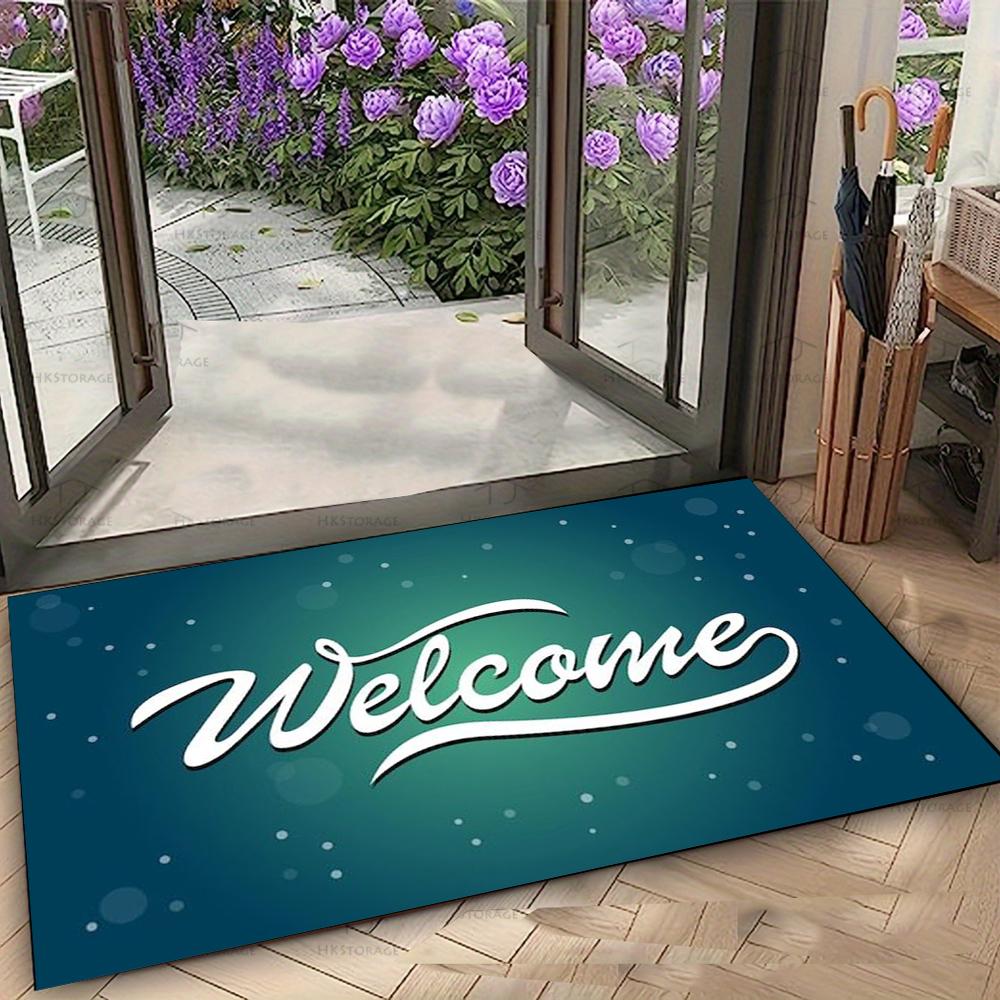 Welcome Pattern Door Mat Various Styles with Different Backgrounds Fonts NonSlip Floor Mat for Home Entrance Decor
