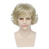 Men Short Fluffy Curly Hair with Bangs Synthetic Light Blonde Wigs for Male Daily Cosplay Party Heat Resistant Fibre