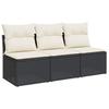 Vidaxl Garden Sofa With Cushions, 3-Seater, Black, Poly Rattan