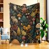 A Forest Mushroom Rabbit Flannel Blanket, Featuring High-Definition Digital Printing, Suitable for All Seasons, a Sofa Throw, Made of 100% Soft And Sk