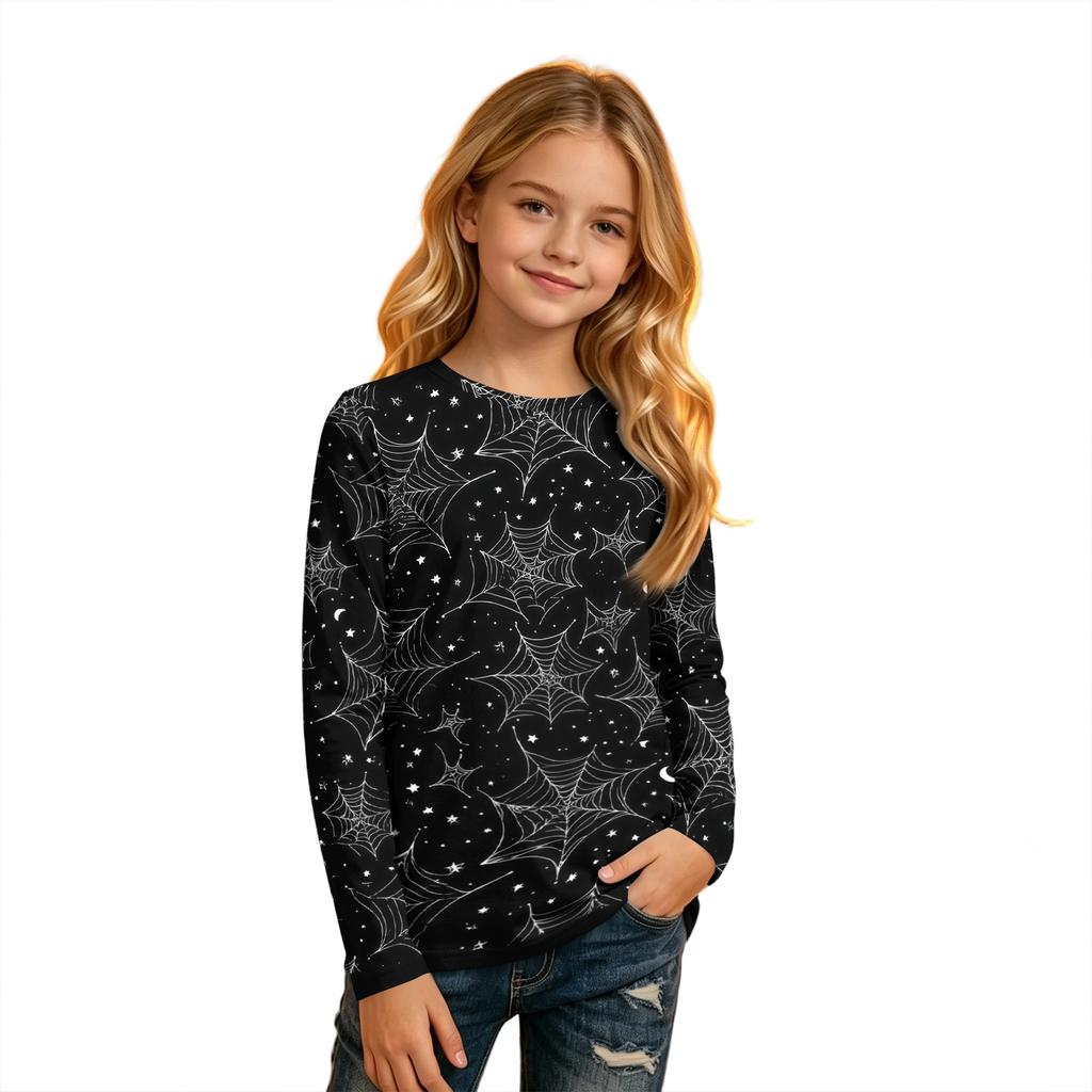 Kids Halloween Printed T-Shirt Long Sleeve Neck Base Layer for Boys Girls