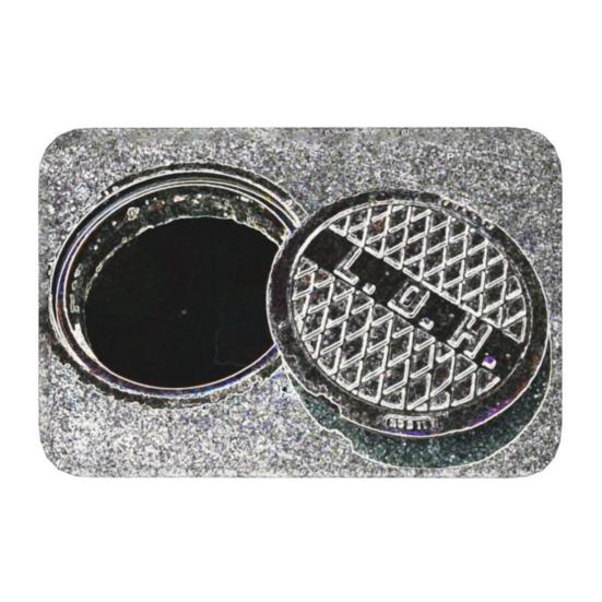 3D Bottomless Manhole Rug Optical Illusion Floor Mat Non-Slip Visual Trap Door Mat for Entrance Playroom Living Room Decoration