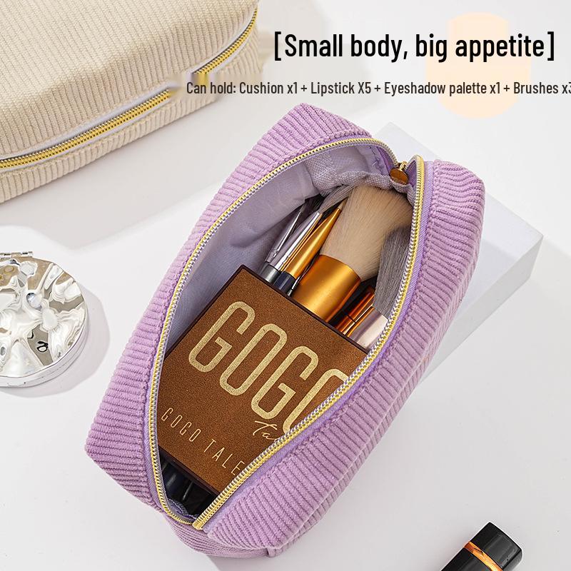 Großes Cord-Federmäppchen & Make-up-Tasche - Tragbare Aufbewahrung für Toilettenartikel und Schreibwaren für Geschäftsreisen