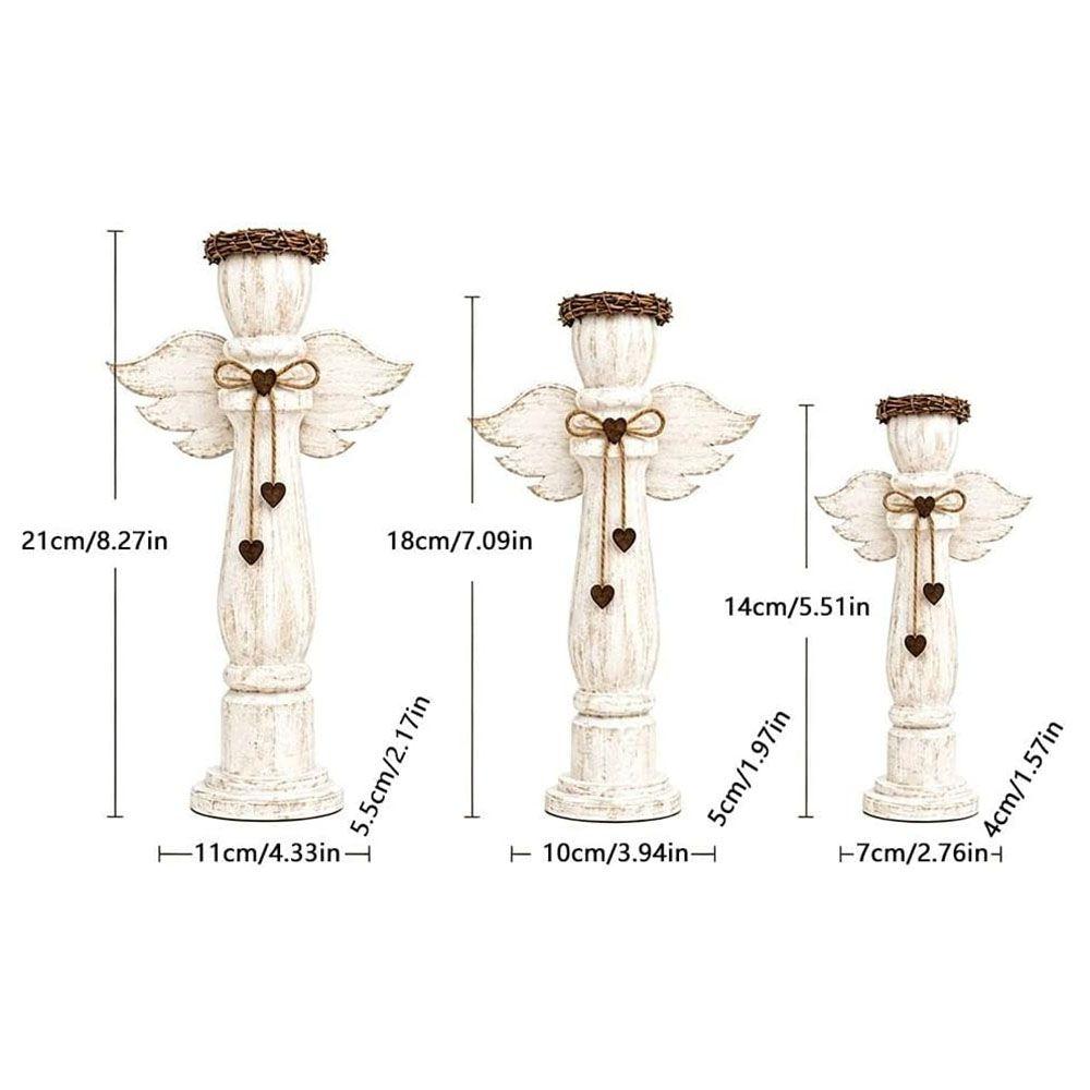 3Pcs Farmhouse Angel Trio Figurines Vintage Tabletop Ornament Shelf Decor  Living Room