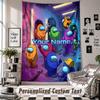 Wall Hanging Tapestry With Custom Name & Text, Among Us Decorative Tapestry For Bedroom
