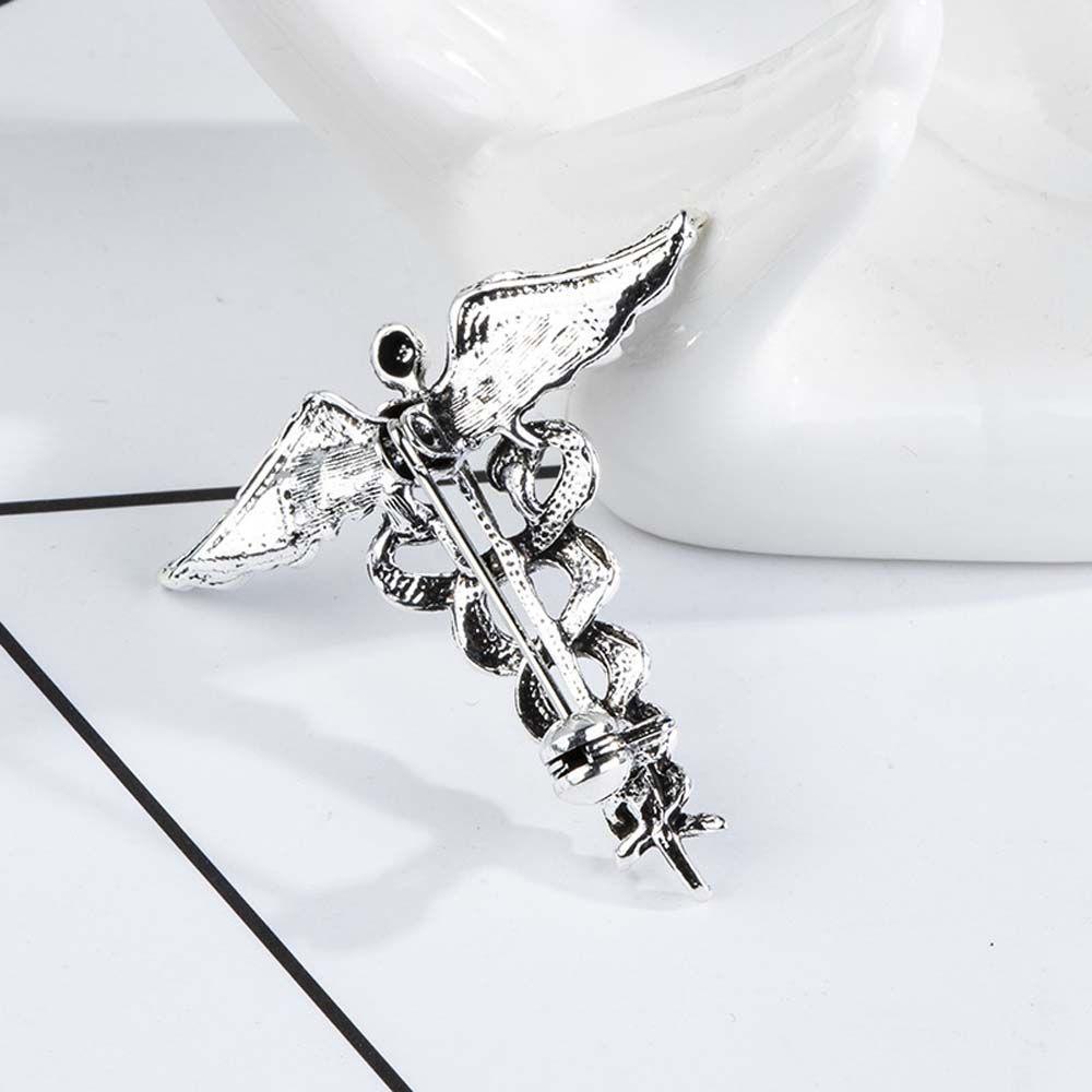 Retro Luxury Rod Badge Angel Wings Caduceus Collar Clothing Jewelry Brooch Pins Corsage Accessories