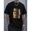 Men's Black Cotton T-Shirt with Inspirational Golden Letter Print - Soft Crew Neck, Comfortable Fit, Casual Summer Tee for Casual Attire