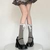 Lace Butterfly Calf Socks Grey Stacking Socks