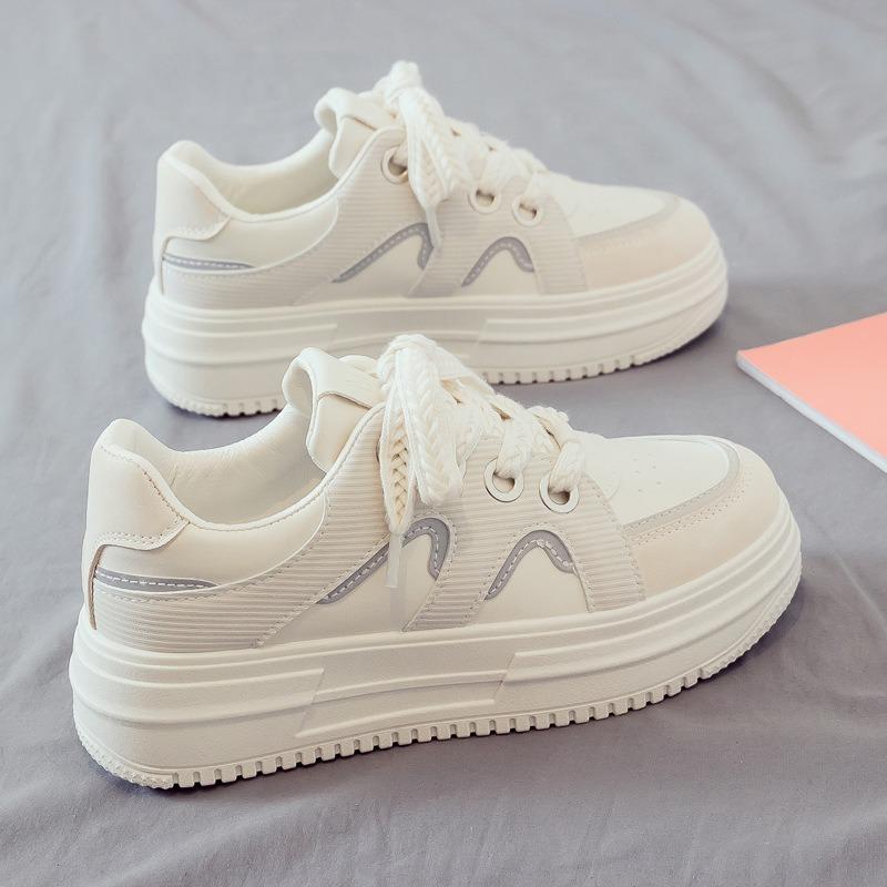 New Women White Flats Shoes Spring Comfortable Soft-sole Sneakers Female Lace-up Vulcanized Shoe Tenis Sport Shoes Mujer