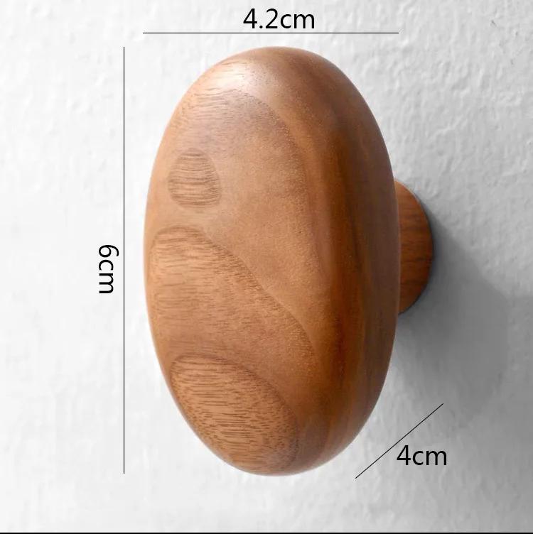 Solid Wood Hook Cabinet Handle Coat Hook Key Hooks Pebble Shaped Decorative Hooks Clothes Storage Rack Furniture Handles