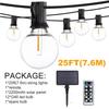 Luci Solari a LED a Filo Dimmabili 7,6M/15M con Telecomando Impermeabili Lampadine G40 E12 per Decorazione Esterna Matrimonio Giardino