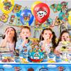 29Pcs Cartoon Dog Party Decorations, Cartoon Party Supplies - Dog Party Balloons Background Tablecloth and Dog Happy Birthday Banner Etc.