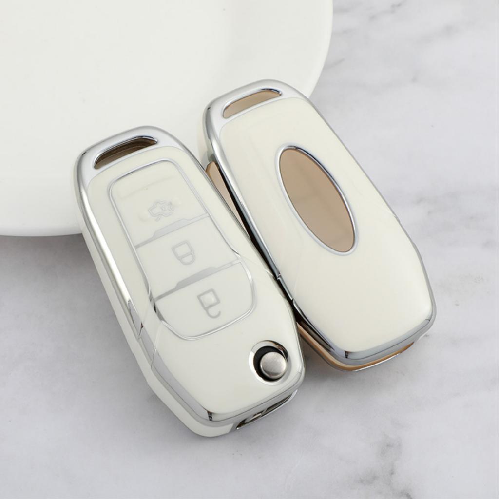3 Bottons Silver Tpu Auto Key Fob Cover Case Fit For Ford Fusion Fiesta Mondeo Ecosport Kuga Escort Everest Ranger F-150 F150 Auto Accessories