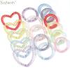 20pcs Colorful Acrylic Heart Beads Round Hollow Spacer Loose Beads for DIY Jewelry Making and Handcraft Projects