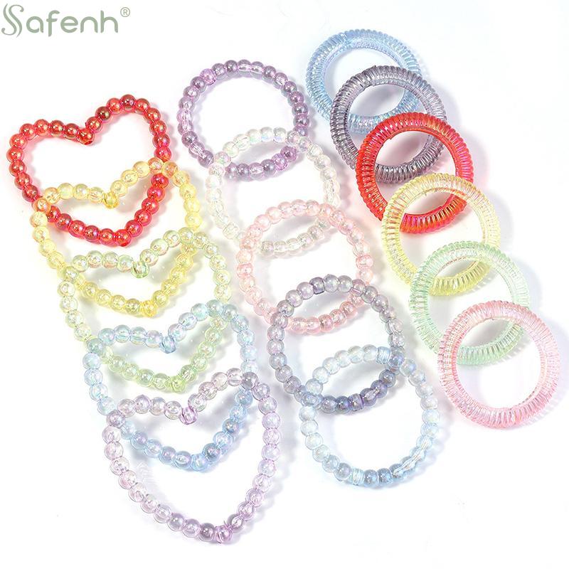20pcs Colorful Acrylic Heart Beads Round Hollow Spacer Loose Beads for DIY Jewelry Making and Handcraft Projects