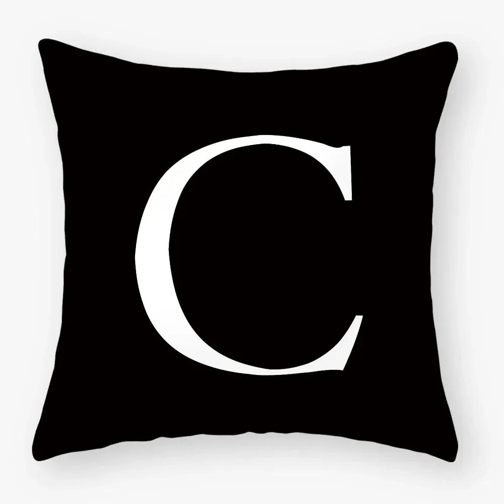 Black White Letters Sofa Decorative Cushion Cover Pillow Pillowcase Polyester 45*45Cm Throw Pillow Home Decor Pillowcover