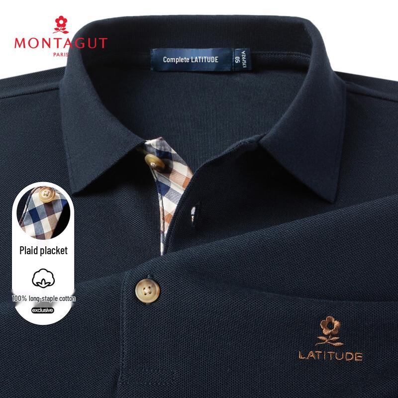 MONTAGUT Men s Breathable Pique Polo Shirt with Checkered Placket 54
