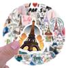 55-Sheet Romantic Paris Graffiti Waterproof Stickers for DIY Notebooks and Journals