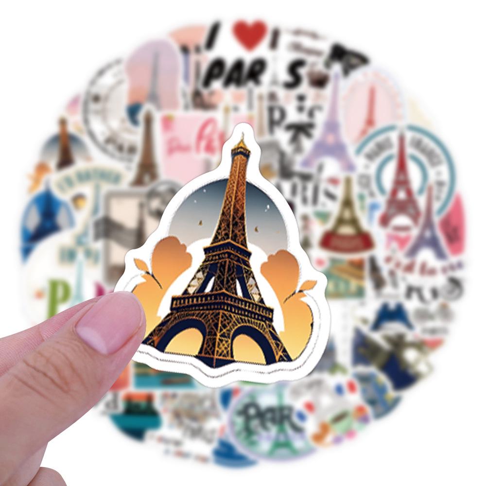 55-Sheet Romantic Paris Graffiti Waterproof Stickers for DIY Notebooks and Journals