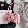 Fashion Underarm Bag Bowknot Armpit Bag Shoulder Bags Handbag Solid Color PU Leather Bag for Travel